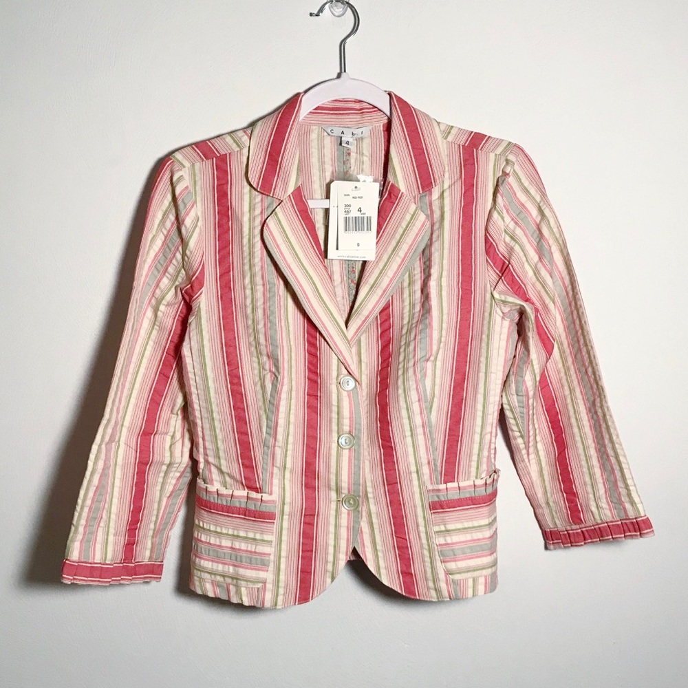 CAbi | NWT seersucker striped blazer size 4